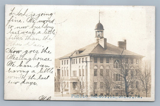 LIGONIER PA PUBLIC SCHOOL ANTIQUE REAL PHOTO POSTCARD RPPC