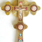 GREEK - RUSSIAN ORTHODOX CHURCH SILVER ENAMEL BLESSING CROSS marked 925