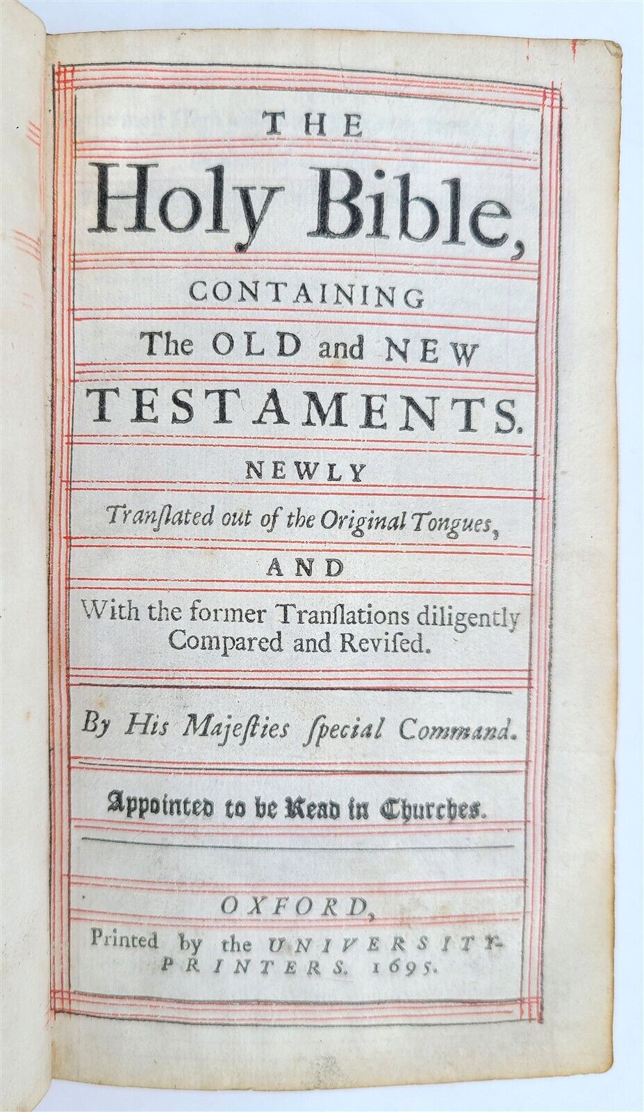 1695 BIBLE in ENGLISH KING JAMES antique w/ METAL DECORATED BINDING