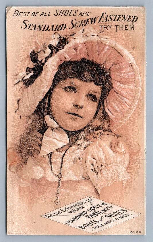 DOVER PA ANTIQUE VICTORIAN TRADE CARD AUGHENBAUGH BOOTS SHOES ADVERTISING