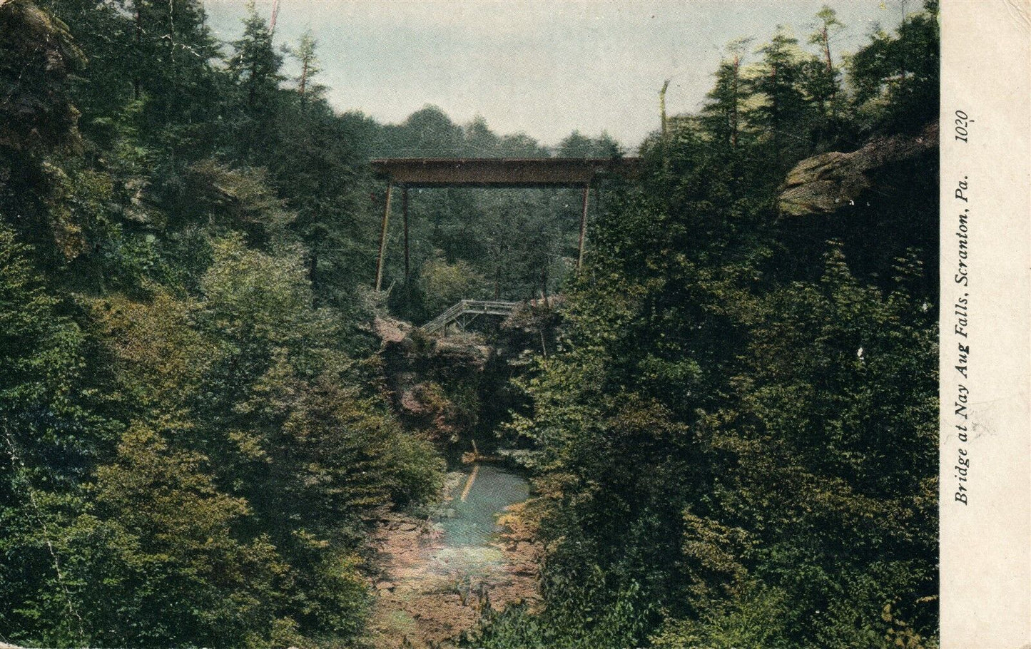 SCRANTON PA NAY AUG FALLS PARK BRIDGE ANTIQUE POSTCARD