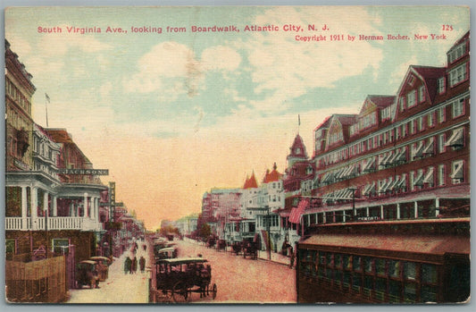ATLANTIC CITY NJ SOUTH VIRGINIA AVENUE ANTIQUE POSTCARD