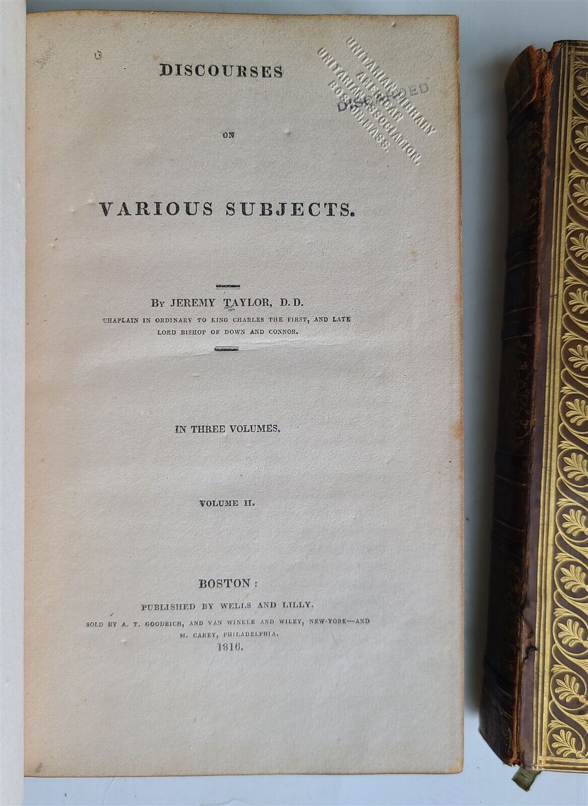 1816 DISCOURSES on VARIOUS SUBJECTS by J. TAYLOR 3 VOLS antique BOSTON AMERICANA