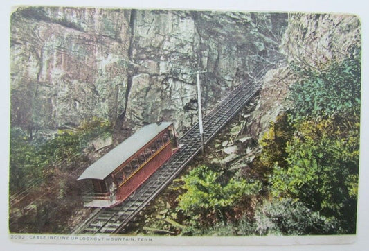 VINTAGE POSTCARD CABLE INCLINE UP LOOKOUT MOUNTAIN TENN TROLLEY RAILROAD train