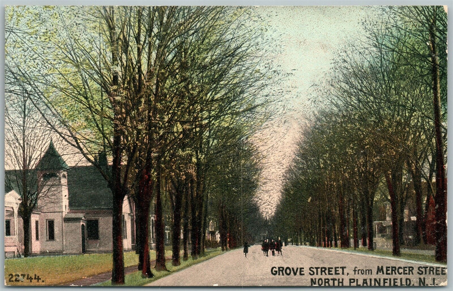 NORTH PLAINFIELD NJ GROVE STREET FROM MERCER STR. ANTIQUE POSTCARD