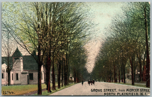 NORTH PLAINFIELD NJ GROVE STREET FROM MERCER STR. ANTIQUE POSTCARD