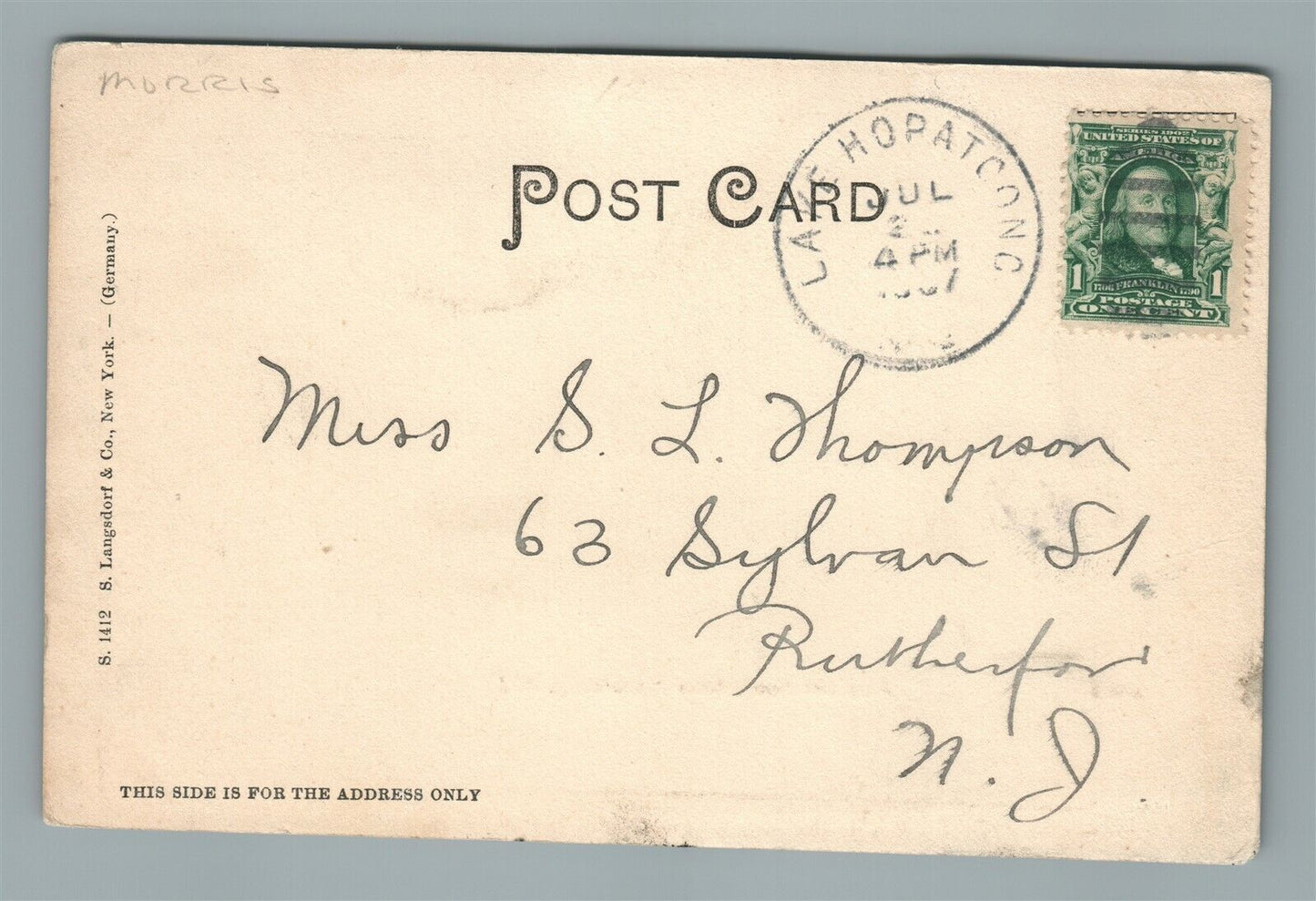 LAKE HOPATCONG NJ PLEASANT HOOK ANTIQUE POSTCARD