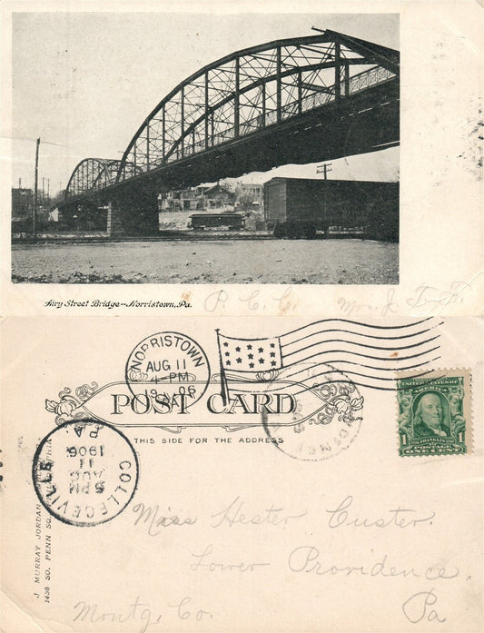 NORRISTOWN PA AIRY STREET BRIDGE 1906 UNDIVIDED ANTIQUE POSTCARD
