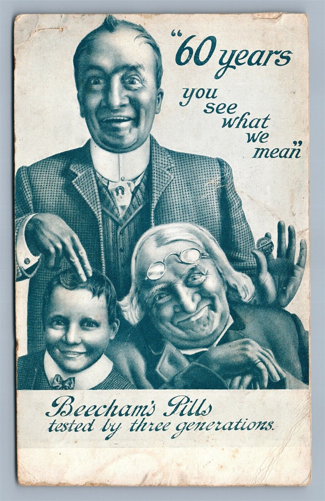 BEECHAM'S PILLS ADVERTISING ANTIQUE POSTCARD