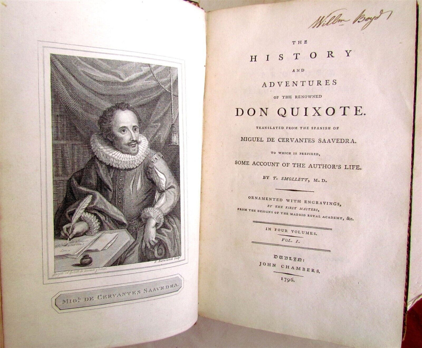 1796 4 volumes CERVANTES HISTORY OF DON QUIXOTE antique in ENGLISH by SMOLLET