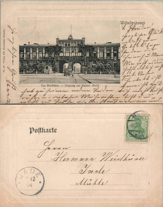 DAS WERFTTHOR EINGANG ZUR KAISERL. WERFT GERMANY ANTIQUE POSTCARD