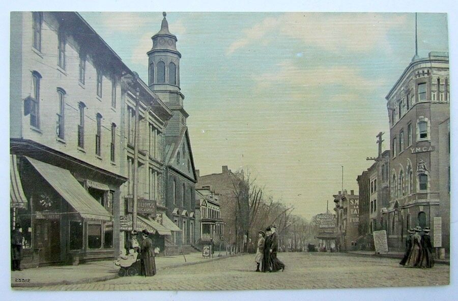 VINTAGE POSTCARD ELIZABETH New Jersey STREET SCENE SIGNS VIEW