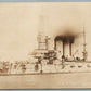 MILITARY SHIP USS HUNTINGTON ANTIQUE REAL PHOTO POSTCARD RPPC