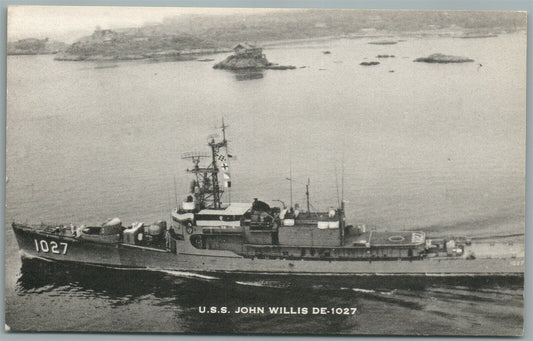 MILITARY SHIP USS JOHN WILLIS ANTIQUE POSTCARD