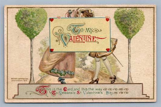 TO MY VALENTINE 1913 EMBOSSED ANTIQUE POSTCARD by JOHN WINSCH CORK CANCEL