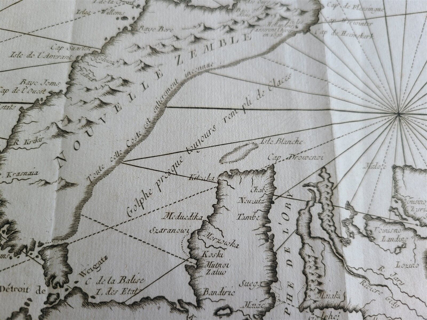 1758 MAP PARTIE DE LA MER GLACIALE contenants La Nouvelle Zemble RUSSIA antique