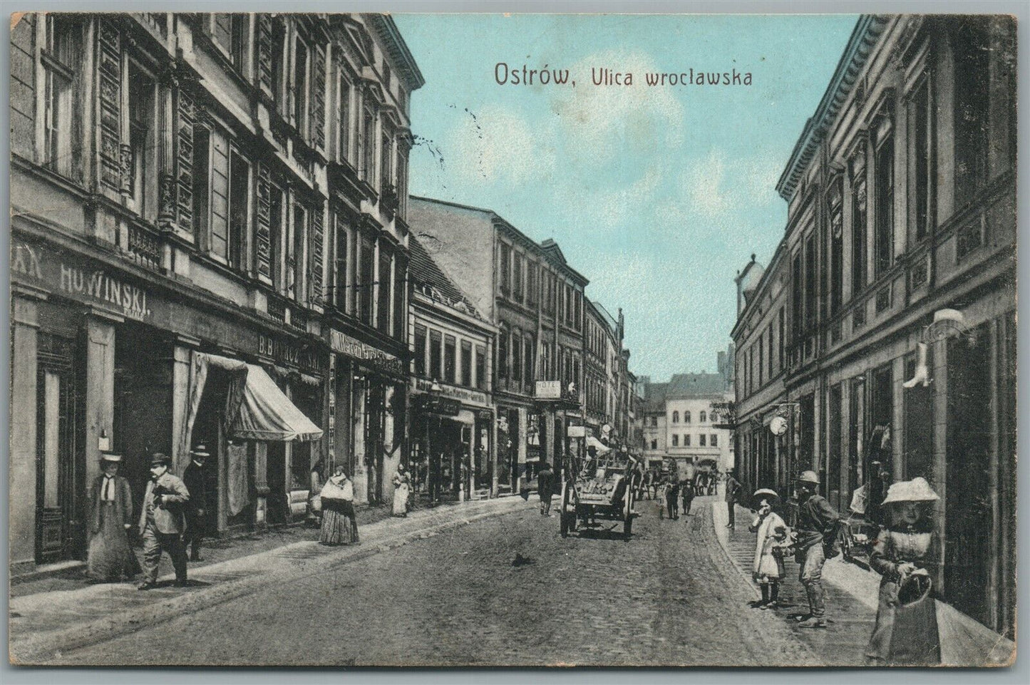 OSTROW POLAND ULICA WROCLAWSKA ANTIQUE POSTCARD