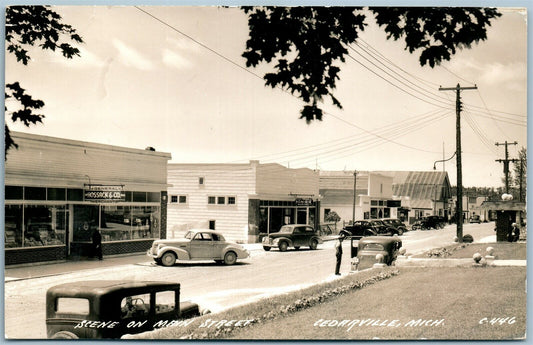 CEDARVILLE MI MAIN STREET VINTAGE REAL PHOTO POSTCARD RPPC