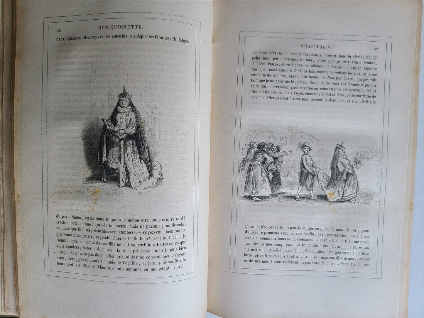 1836 DON QUICHOTTE DE LA MANCHE MIGUEL de CERVANTES 2 VOLS antique ILLUSTRATED