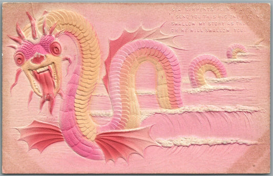 SEA SERPENT EMBOSSED ANTIQUE POSTCARD