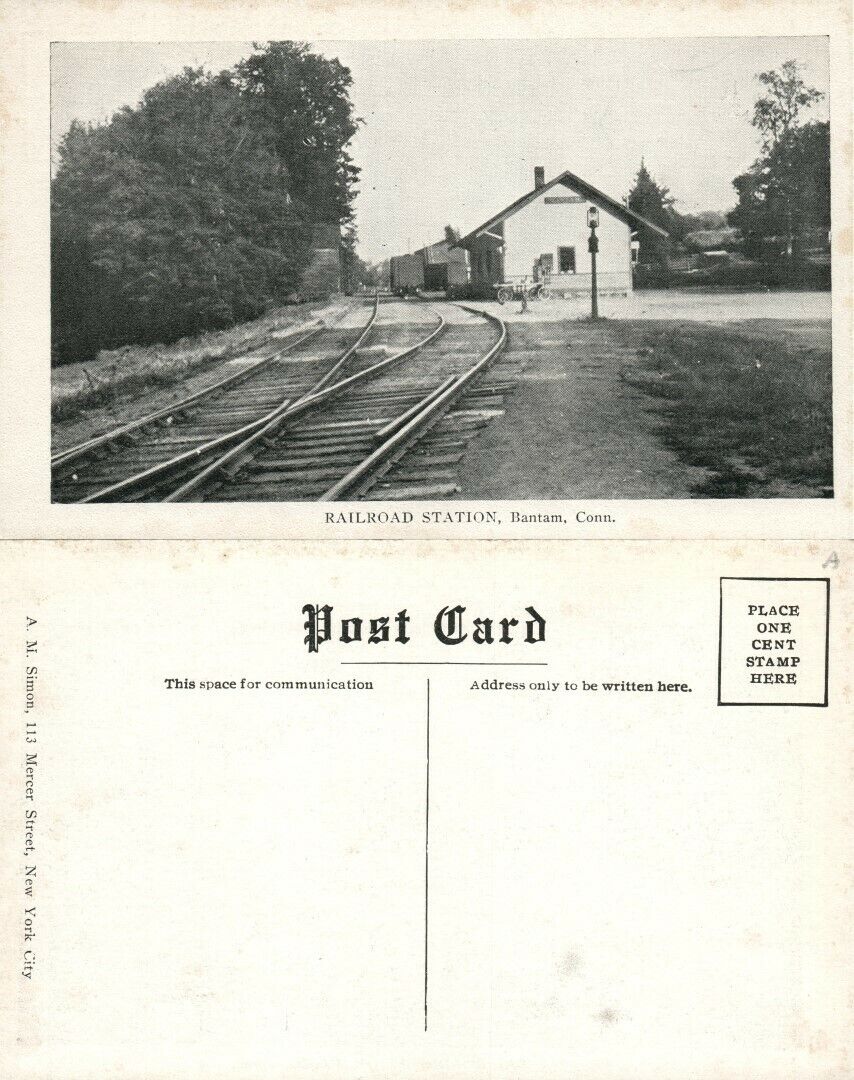 RAILROAD STATION BANTAM CT ANTIQUE POSTCARD railway depot