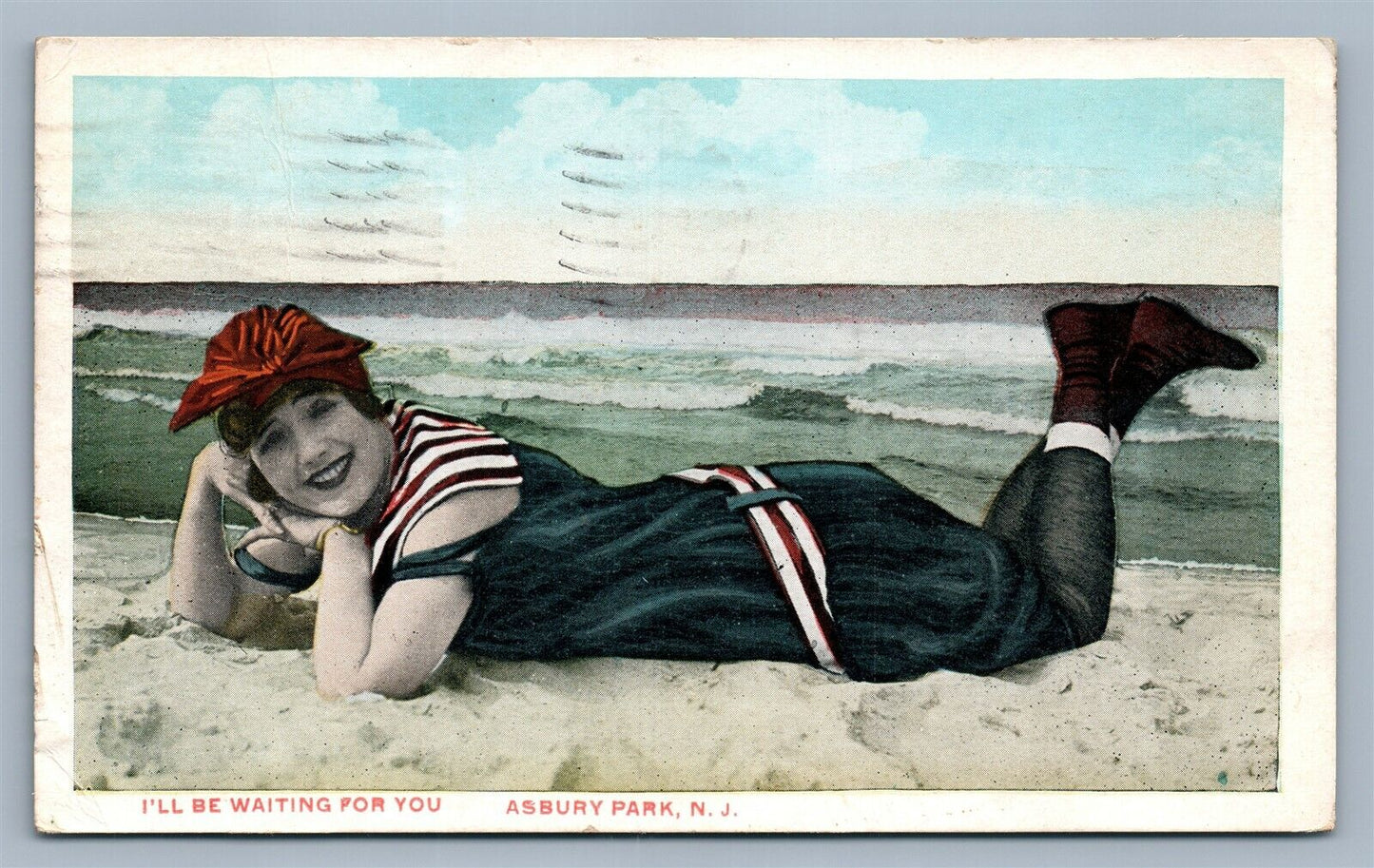ASBURY PARK NJ I"LL BE WAITING FOR YOU ANTIQUE POSTCARD