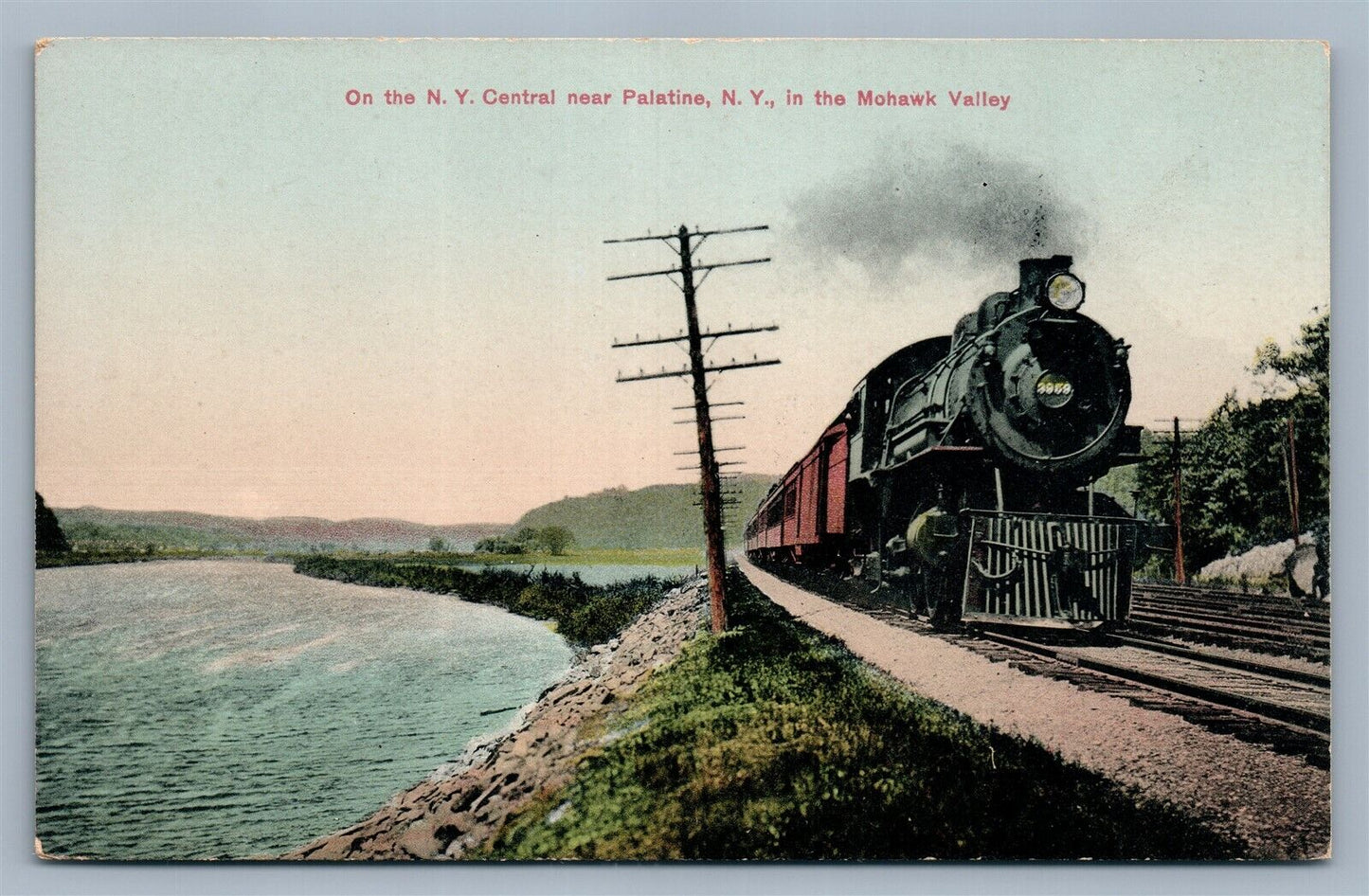 PALATINE NY CENTRAL RAILROAD MOHAWK VALLEY TRAIN ANTIQUE POSTCARD
