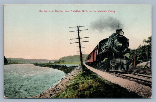 PALATINE NY CENTRAL RAILROAD MOHAWK VALLEY TRAIN ANTIQUE POSTCARD