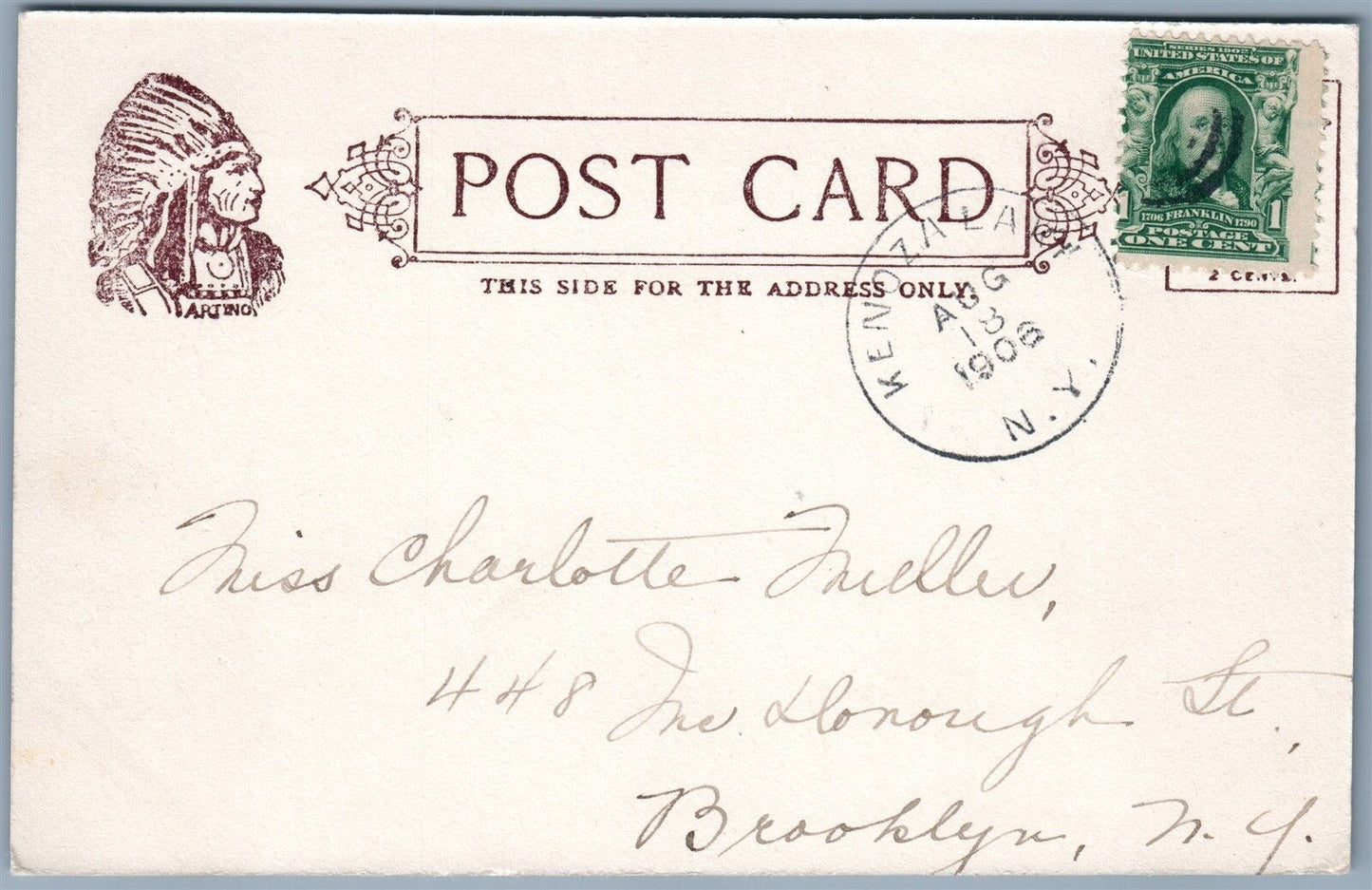 KENOZA LAKE SULLIVAN COUNTY NY 1906 UNDIVIDED ANTIQUE POSTCARD