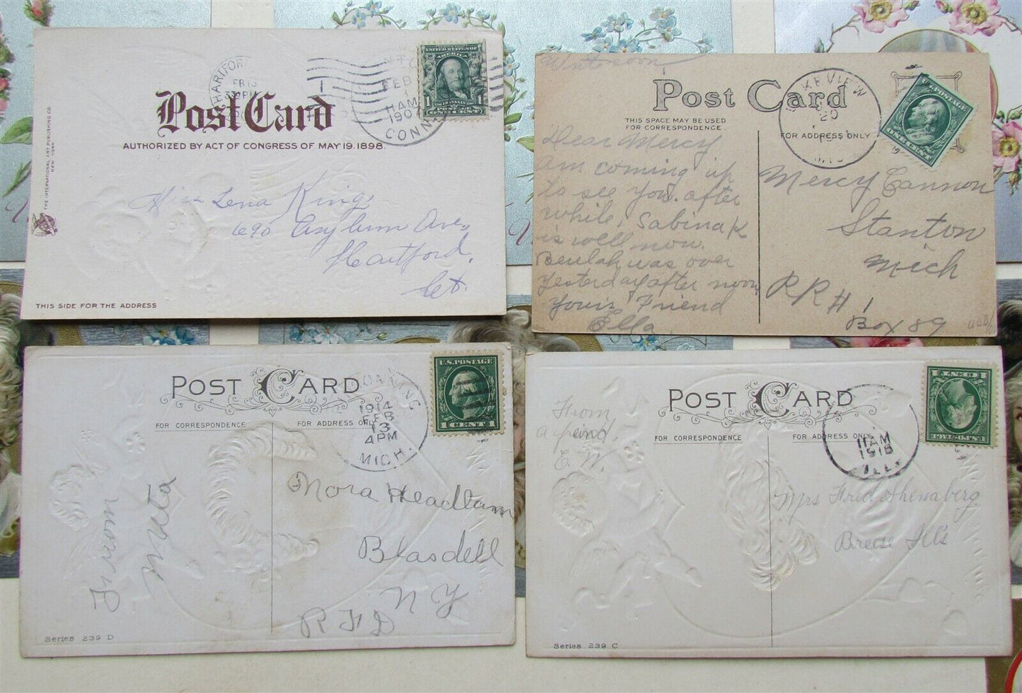 LOT of 11 ST.VALENTINE DAY EMBOSSED ANTIQUE POSTCARDS