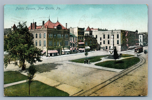NEW CASTLE PA PUBLIC SQUARE ANTIQUE POSTCARD