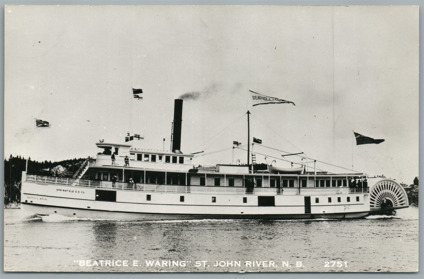 SHIP BEATRICE E. WARING ST. JOHN RIVER CANADA VINTAGE REAL PHOTO POSTCARD RPPC