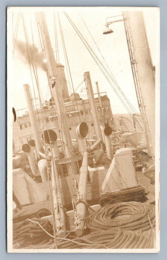 WWI BATTLESHIP INTERIOR ANTIQUE REAL PHOTO POSTCARD RPPC