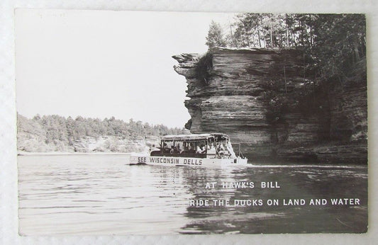 HAWKS BILL WISCONSIN DELLS WIS. EXCURSION BOAT VINTAGE REAL PHOTO POSTCARD RPPC