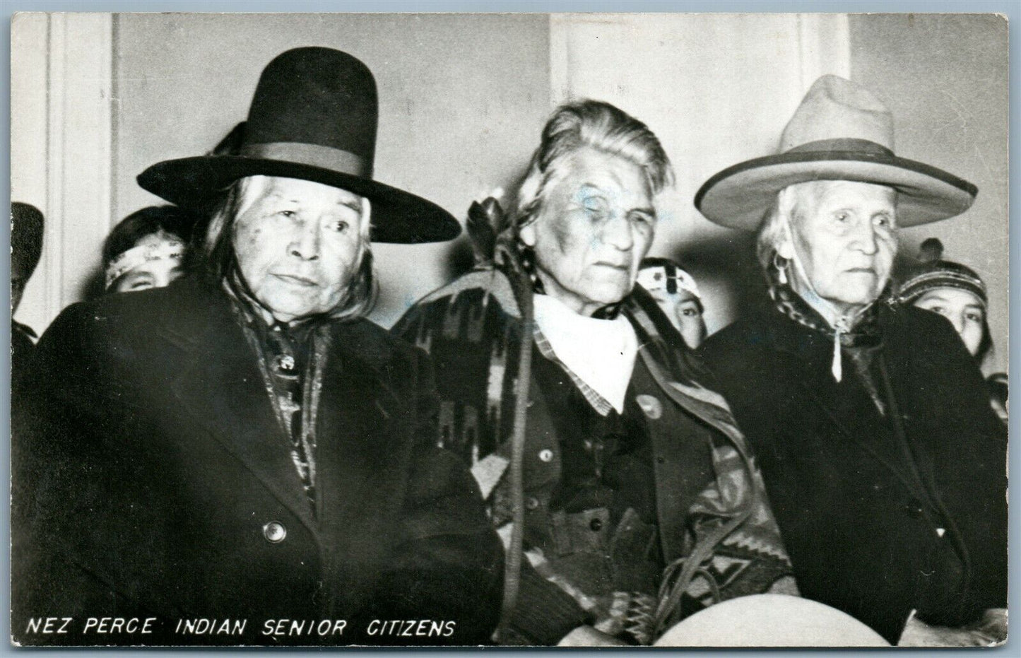 NEZ PERCE AMERICAN INDIAN SENIOR CITIZENS ANTIQUE REAL PHOTO POSTCARD RPPC