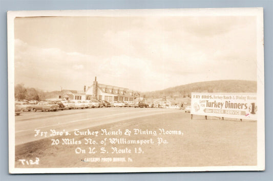 WILLIAMSPORT PA TURKEY RANCH & DINING ROOMS VINTAGE REAL PHOTO POSTCARD RPPC