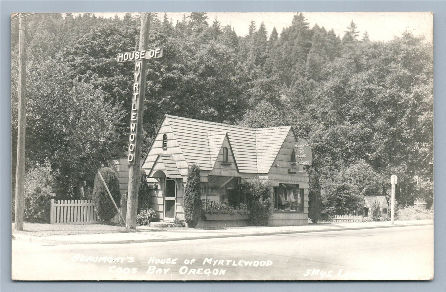 COOS BAY OR BEAUMONT'S HOUSE of MYRTLEWOOD ANTIQUE REAL PHOTO POSTCARD RPPC