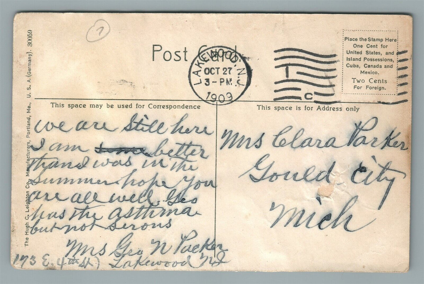 LAKEWOOD NJ MAIN STREET BIKE RIDERS ANTIQUE POSTCARD