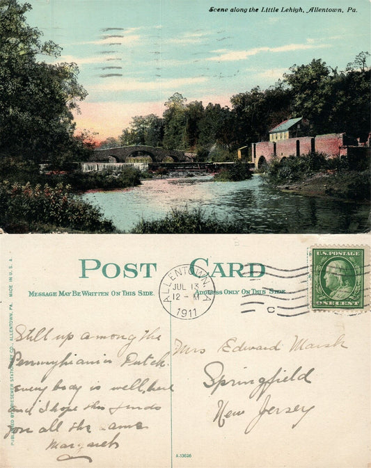 ALLENTOWN PA LITTLE LEHIGH 1911 ANTIQUE POSTCARD