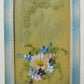 HAND DRAWN FLOWERS on CELLULOID ANTIQUE BEST WISHES POSTCARD