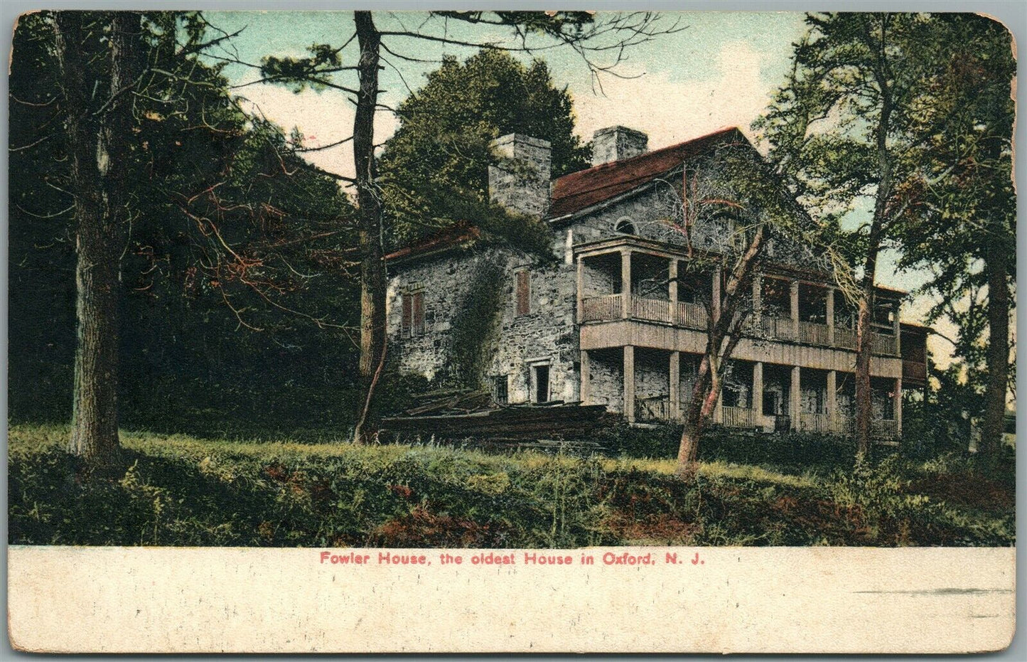 OXFORD NJ FOWLER HOUSE ANTIQUE POSTCARD