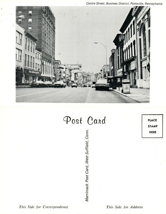 POTTSVILLE PA CENTRE STREET VINTAGE POSTCARD