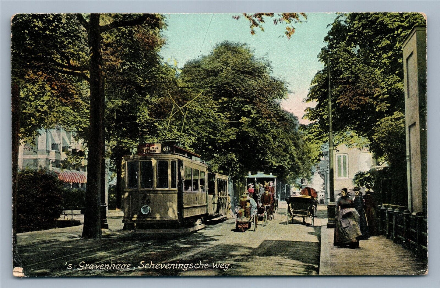 NETHERLANDS THE HAGUE SCHEVENINGSCHE WEG. ANTIQUE POSTCARD TROLLEY