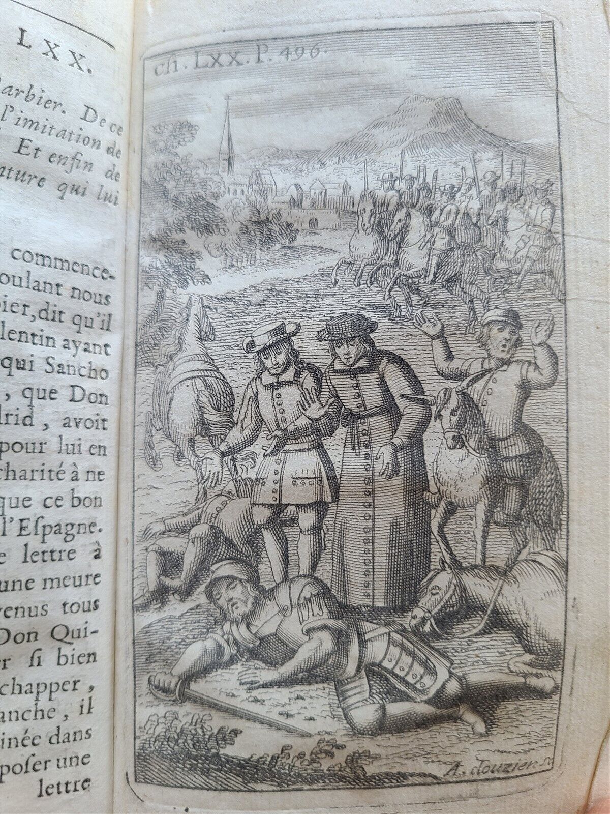 1716 DON QUIXOTE DE LA MANCHE 2 VOLS antique ILLUSTRATED RARE FRENCH EDITION