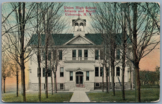 COHOCTON NY  UNION HIGH SCHOOL 1913 ANTIQUE POSTCARD