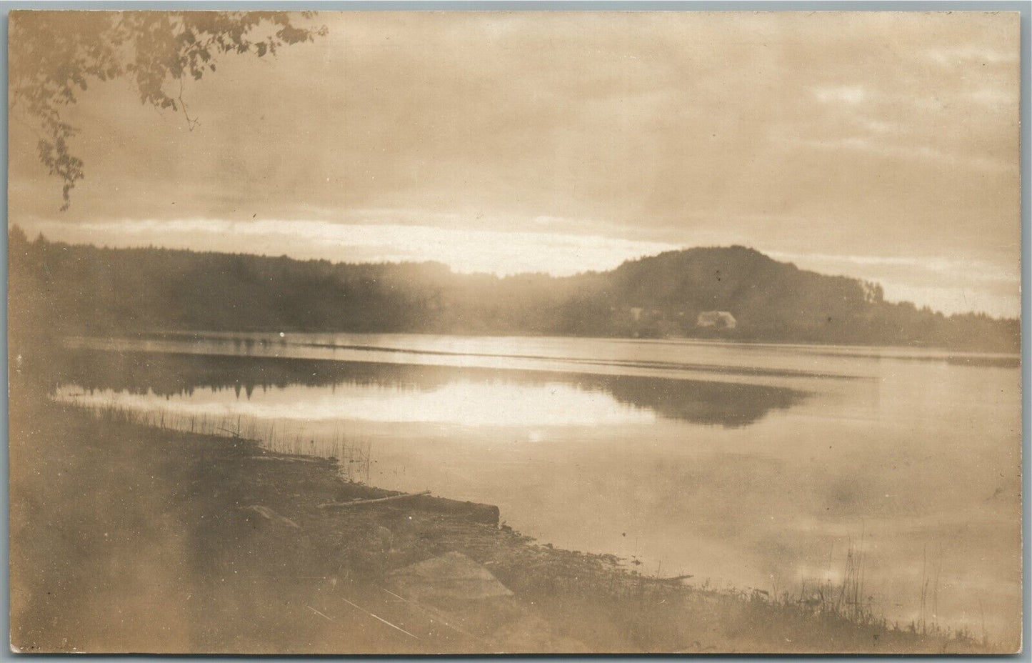 DANVILLE VT SUNRISE AT JOE'S POND ANTIQUE REAL PHOTO POSTCARD RPPC