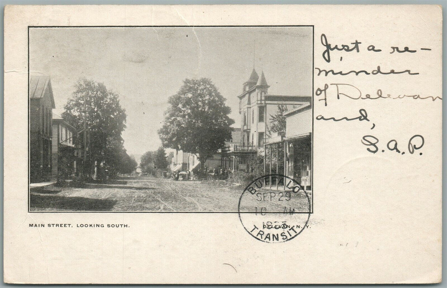 DELEVAN NY MAIN STREET ANTIQUE POSTCARD