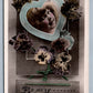 BE MY VALENTINE ANTIQUE REAL PHOTO POSTCARD w/ CUTE GIRL RPPC