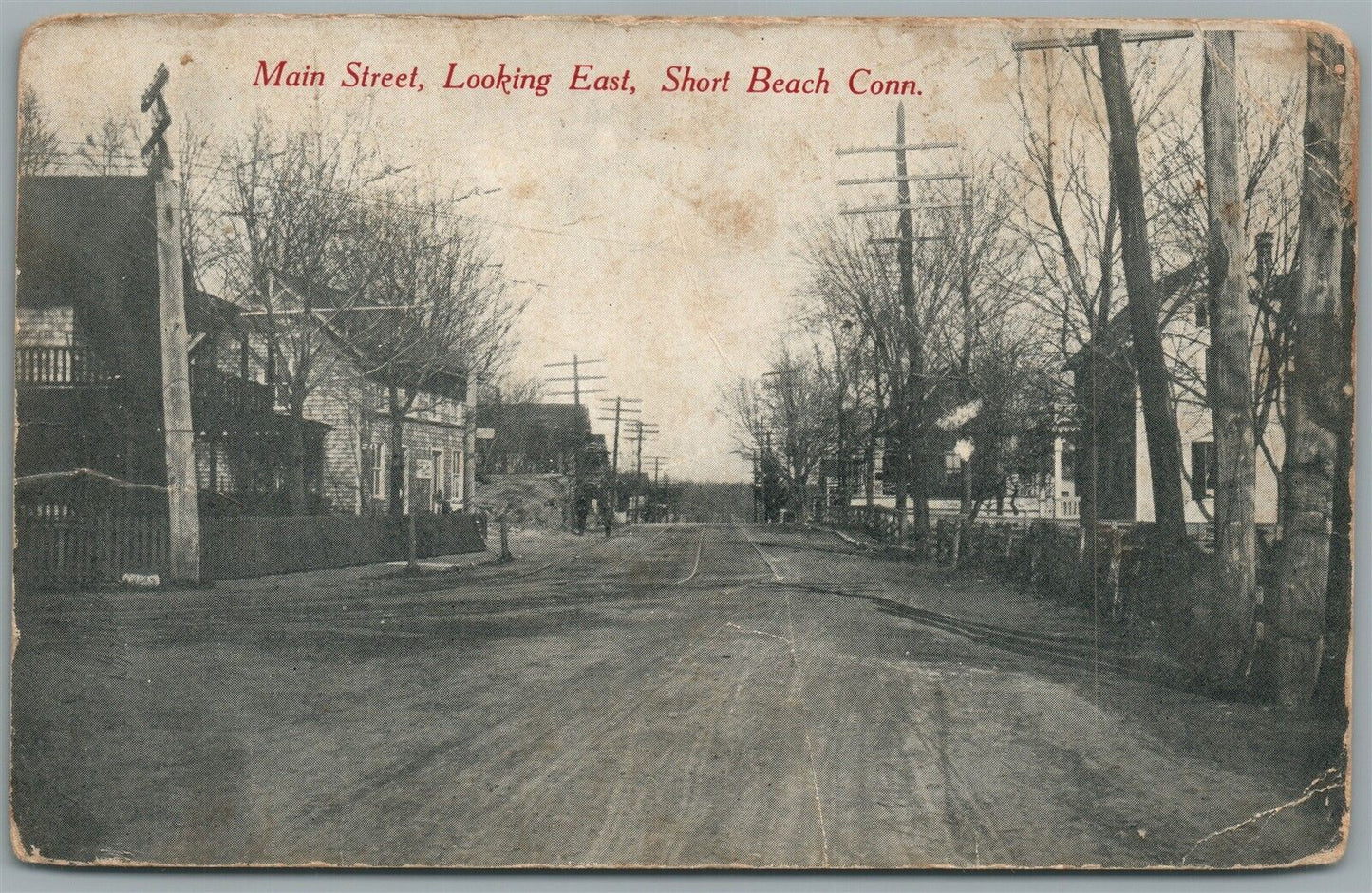 SHORT BEACH CT MAIN STREET LOOKING EAST ANTIQUE POSTCARD