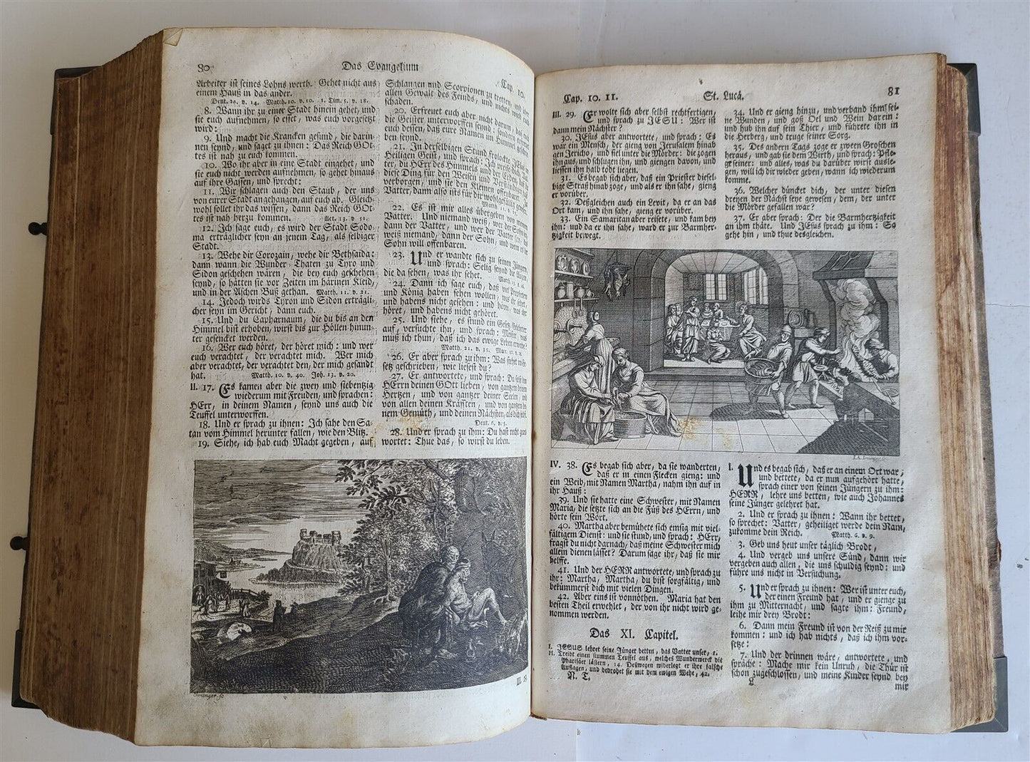 1763 BIBLE ILLUSTRATED IMPRESSIVE PIGSKIN FOLIO AMAZING BRONZE FITTINGS antique